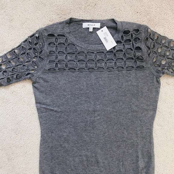 Milly lattice stitch cutout pullover sweater xs - Picture 3 of 4
